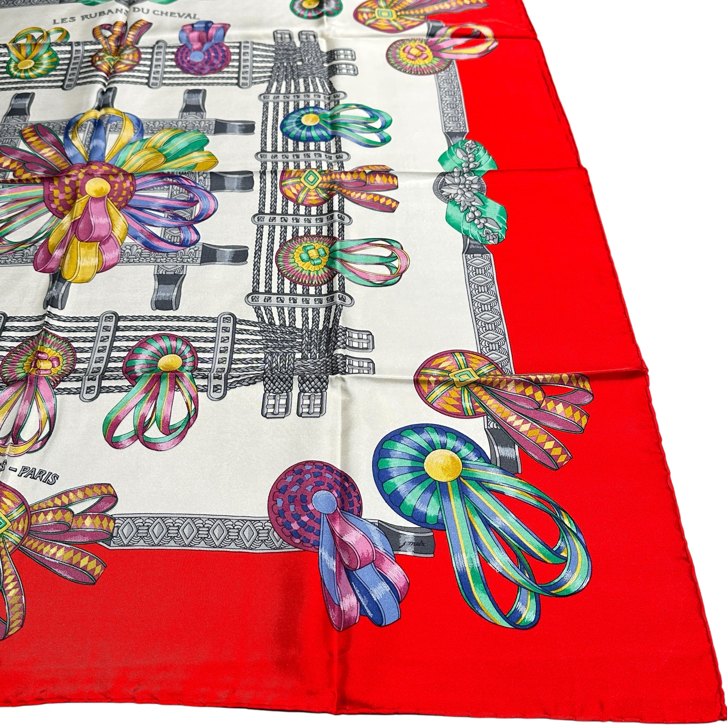 HERMES エルメス カレ90 馬のリボン飾り